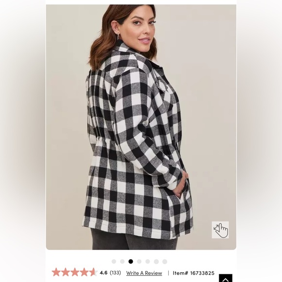 Torrid Brushed Cotton Buffalo Plaid Shacket Jacket - Picture 3 of 9